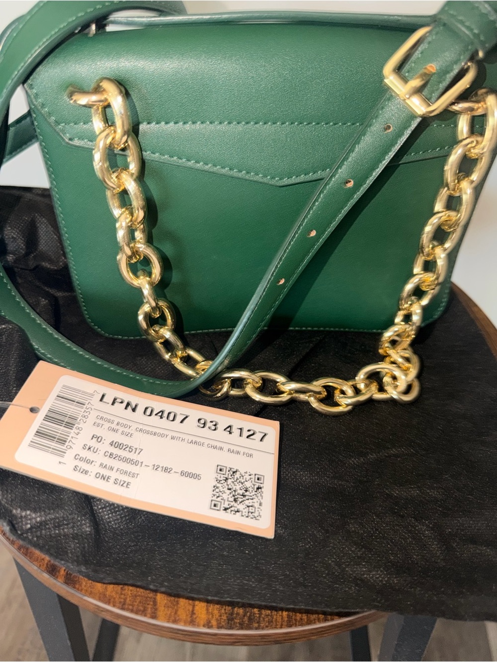Forest Green Chain-Detail Crossbody Bag